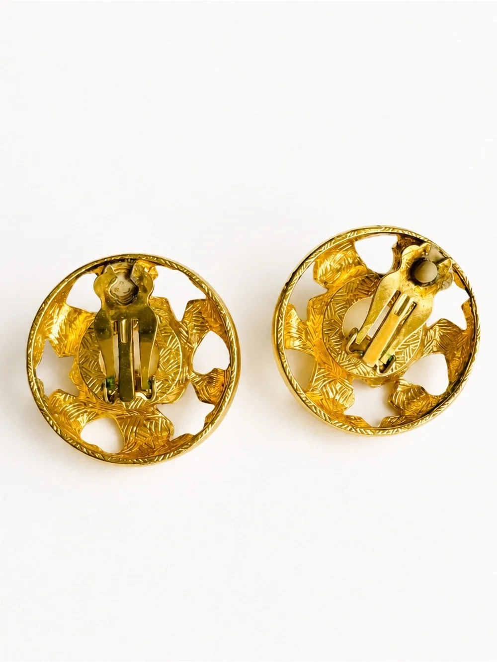 Vintage Gold Tone & Faux Pearl Clip-On Earrings | 1980s Statement Jewelry